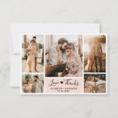 愛と感謝していハートの結婚写真コラージュ サンキューカード (正面)