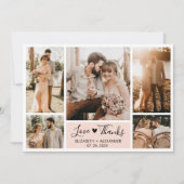 愛と感謝していハートの結婚写真コラージュ サンキューカード (正面)