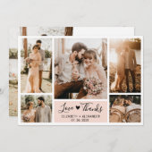 愛と感謝していハートの結婚写真コラージュ サンキューカード (正面/裏面)