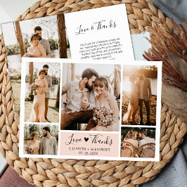 愛と感謝していハートの結婚写真コラージュ サンキューカード
