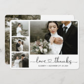 愛と感謝していハートスクリッ結婚トの写真 サンキューカード (正面/裏面)