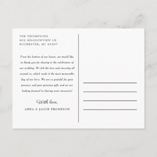 愛と感謝していハートスクリッ結婚トの写真 ポストカード (裏面)