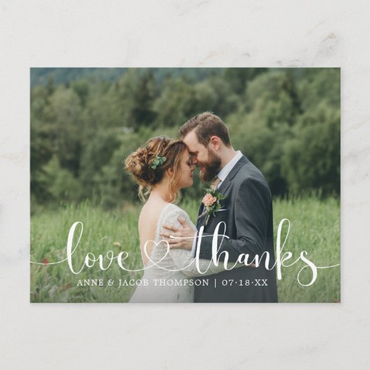愛と感謝していハートスクリッ結婚トの写真 ポストカード (正面)