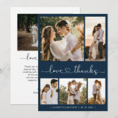 愛と感謝していハートスクリプト写真結婚コラージュ サンキューカード (正面/裏面)