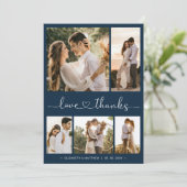 愛と感謝していハートスクリプト写真結婚コラージュ サンキューカード (スタンド正面)