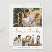 愛と感謝していハートスクリプト写真結婚コラージュ サンキューカード (正面)