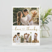 愛と感謝していハートスクリプト写真結婚コラージュ サンキューカード (スタンド正面)