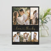 愛と感謝していハートスクリプト写真結婚コラージュ サンキューカード (スタンド正面)