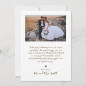 愛と感謝していハートスクリプト写真結婚コラージュ サンキューカード (裏面)