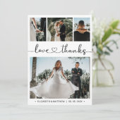 愛と感謝していハートスクリプト写真結婚コラージュ サンキューカード (スタンド正面)