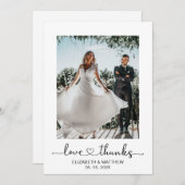 愛と感謝していハートスクリプト2写真結婚の サンキューカード (正面/裏面)