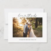 愛と感謝していハートスクリプ結婚トの写真カード 招待状 (正面)