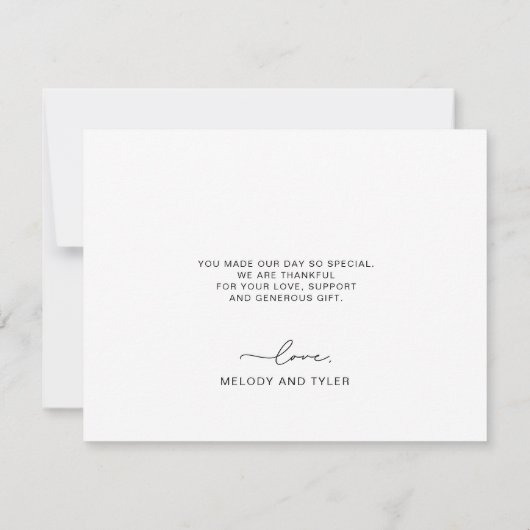 愛と感謝していハートスクリプ結婚トの写真カード 招待状 (裏面)