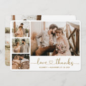 愛と感謝していハートスクリプ結婚トの写真コラージュ サンキューカード (正面/裏面)