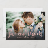 愛と感謝していバラの金ゴールド写真の結婚ありがとう カード (正面)