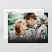 愛と感謝していバラの金ゴールド写真の結婚ありがとう ポストカード (正面/裏面)