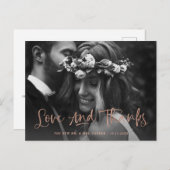 愛と感謝していバラの金ゴールド結婚写真、ありがとう ポストカード (正面/裏面)