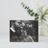 愛と感謝していバラの金ゴールド結婚写真、ありがとう ポストカード (スタンド正面)