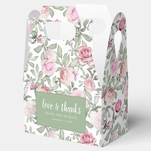 愛と感謝していバラピンク水色フローラ フェイバーボックス (オープン)