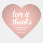 愛と感謝していバラ金ゴールドホイルフェイクシンプルスクリプト ハートシール (正面)