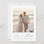 愛と感謝していビーチ写真クリスマス両面 サンキューカード (正面)