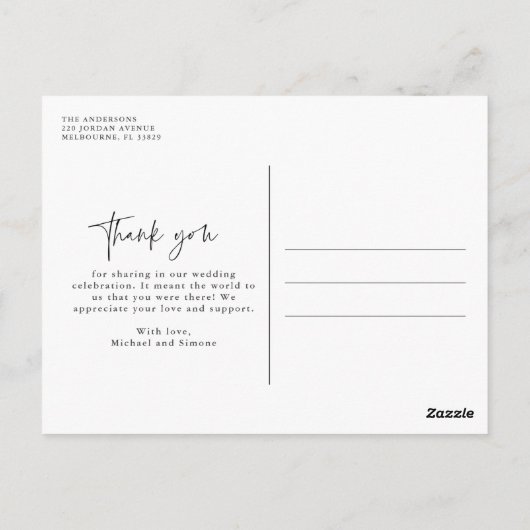 愛と感謝していビーチ結婚式感謝はがき ポストカード (裏面)