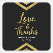 愛と感謝していフェイクモダン金ゴールドChevron Geometric スクエアシール (正面)