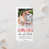 愛と感謝していフローラピンク結婚の写真カード カード (正面/裏面インサイチュ)