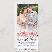愛と感謝していフローラピンク結婚の写真カード カード (正面)