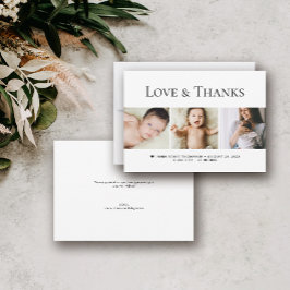 愛と感謝していベビー写真のミニマル誕生 サンキューカード