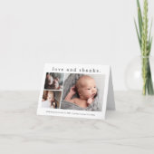 愛と感謝していベビー写真誕生のお知らせ サンキューカード (正面)
