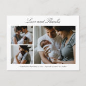 愛と感謝していベビー写真誕生のお知らせ ポストカード (正面)