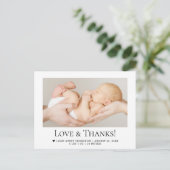 愛と感謝していベビー写真誕生のお知らせ ポストカード (スタンド正面)