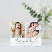 愛と感謝していベビー3写真誕生のお知らせ ポストカード (スタンド正面)