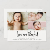 愛と感謝していベビー3枚ありがとう ポストカード (正面/裏面)
