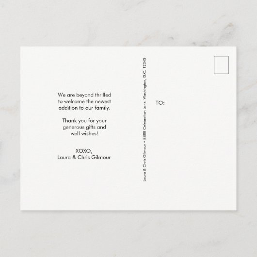 愛と感謝していベビー3枚ありがとう ポストカード (裏面)