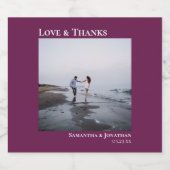 愛と感謝していミニマルカシス紫の写真結婚の スパークリングワインラベル (シングルラベル)