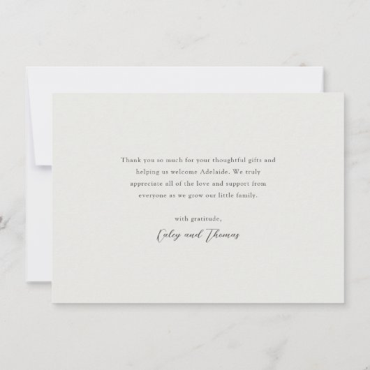 愛と感謝していミニマルシンプルベビー サンキューカード (裏面)