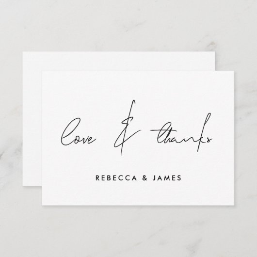愛と感謝していミニマル白黒書 サンキューカード (正面/裏面)