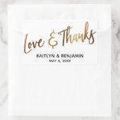 愛と感謝していミニマル金ゴールド手書きタイポグラフィ 長方形シール (バッグ)