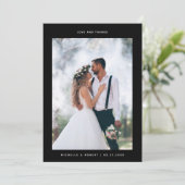 愛と感謝していミニマ結婚リストの写真ブラック サンキューカード (スタンド正面)