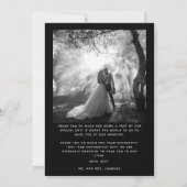 愛と感謝していミニマ結婚リストの写真ブラック サンキューカード (裏面)