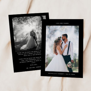 愛と感謝していミニマ結婚リストの写真ブラック サンキューカード