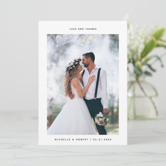 愛と感謝していミニマ結婚リストの写真 サンキューカード (スタンド正面)