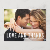 愛と感謝していモダンタイポグラフィ写真結婚の ポストカード (正面)