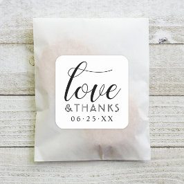 愛と感謝していモダン白黒スクリプ結婚ト スクエアシール