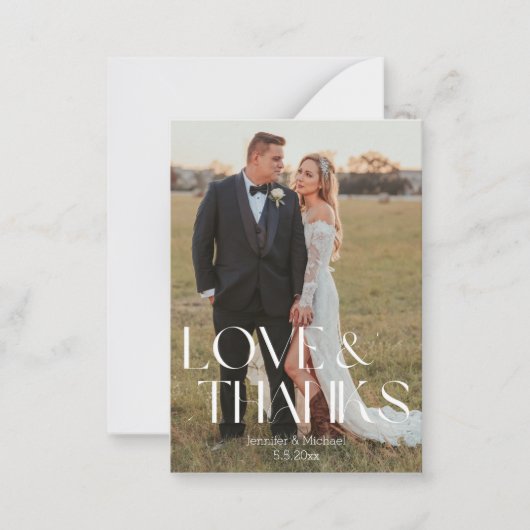 愛と感謝していモダン脚本の結婚2枚の写真 ノートカード (正面)