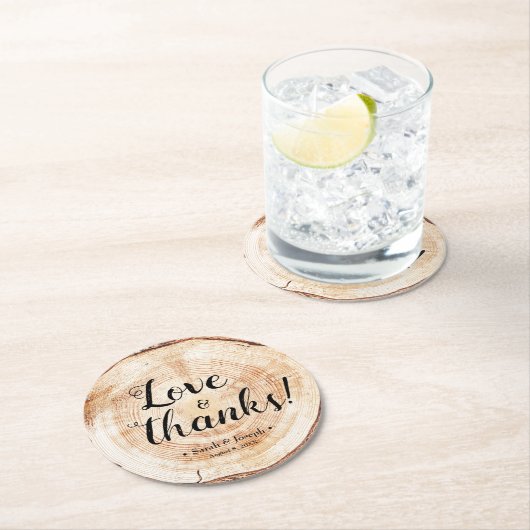 愛と感謝していユニーク素朴結婚式の引き出物 ラウンドペーパーコースター (インサイチュ)