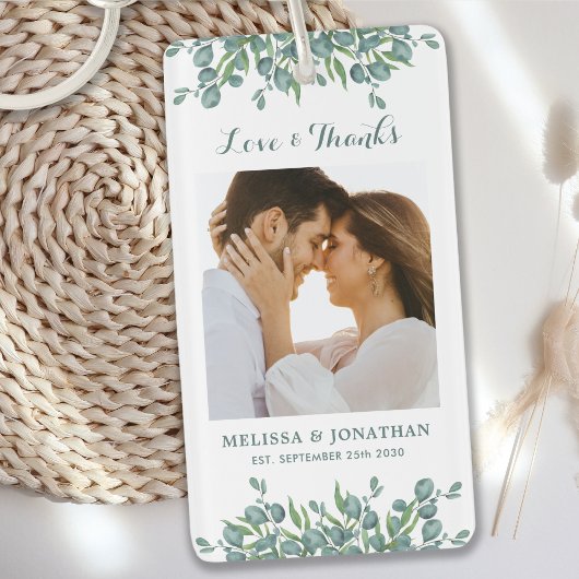 愛と感謝していユーカリの緑の写真結婚の キーホルダー