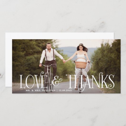 愛と感謝していレトロスクリプ結婚トのサンキューカード サンキューカード (正面/裏面)